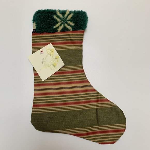 Christmas Stocking Quilted Patchwork Fabric Train Travel NEW 15” Handmade - Picture 3 of 4